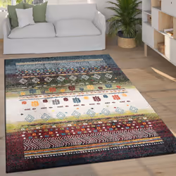 The perfectly balanced colours and traditional motifs in this Gabbeh rug are available at a great priceand ensure a cosy atmo ...