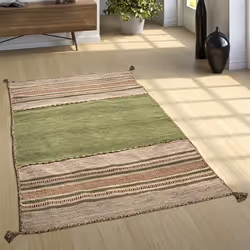 Tapis Tissé Kilim À Motifs Vert [160x220 cm]