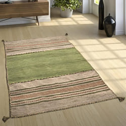 Tapis Tissé Kilim À Motifs Vert [160x220 cm]
