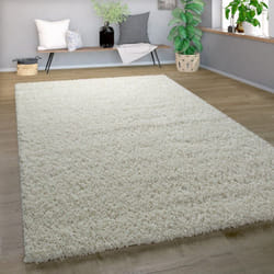 Paco Home - Shaggy Tapis Poils Hauts Poils Longs Haute Qualité Haut Densité De Fil Uni Étincelant Crème 70x140 cm