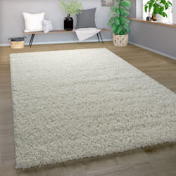 Paco Home - Shaggy Tapis Poils Hauts Poils Longs Haute Qualité Haut Densité De Fil Uni Étincelant Crème 70x250 cm