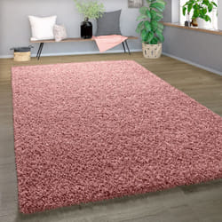 Paco Home - Shaggy Tapis Poils Hauts Poils Longs Haute Qualité Haut Densité De Fil Uni Pastel Rose 140x200 cm