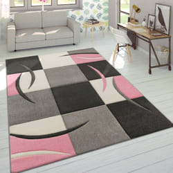 Paco Home - Créateur Tapis Moderne Contours Découpés Couleurs Pastel à Carreaux Motif En Beige Rose 240x330 cm