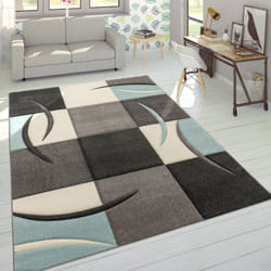 Paco Home Créateur Tapis Moderne Contours Découpés Couleurs Pastel À Carreaux Motif En Beige Turquoise 120x170 cm