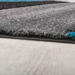 Paco Home - Créateur Tapis Moderne Motifs Géométriques Découpe Des Contours En Turquoise Gris Noir 80x300 cm