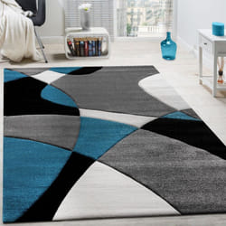 Paco Home Créateur Tapis Moderne Motifs Géométriques Découpe Des Contours En Turquoise Gris Noir 240x330 cm