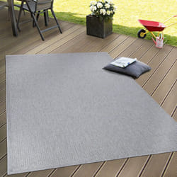 Paco Home - Intérieur & Extérieur Tissage à Plat Tapis Terrasses Tapis Look Naturel En Gris 200x280 cm