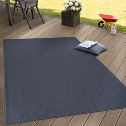Intérieur & Extérieur Tissage À Plat Tapis Terrasses Tapis Look Naturel Bleu Marine [140x200 cm]