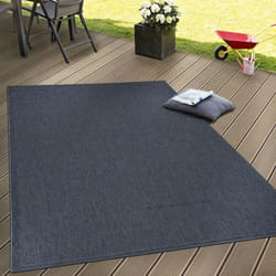 Intérieur & Extérieur Tissage À Plat Tapis Terrasses Tapis Look Naturel Bleu Marine [140x200 cm]