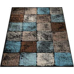 Paco Home - Créateur Tapis Salon Original Combinaison De Couleurs Carreaux Turquoise Brun Crème 160x220 cm