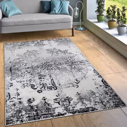 Paco Home Créateur Tapis Salon Tapis Décorations Vintage Aspect Noir Blanc 120x170 cm