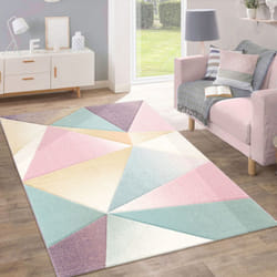 Paco Home - Tapis Poils Ras Moderne Tendance Pastel Géométrique Inspiration Multicolore 60x100 cm