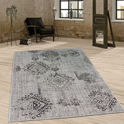 Paco Home - Tapis D'Intérieur Et D'Extérieur Vintage Design Motif Losanges Tissé à Plat Gris 60x100 cm