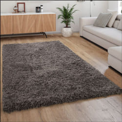 Paco Home - Tapis Poils Hauts Moelleux Moderne Shaggy Style Flokati Confortable Uni Anthracite 120x160 cm
