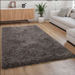 Paco Home - Tapis Poils Hauts Moelleux Moderne Shaggy Style Flokati Confortable Uni Anthracite 60x90 cm