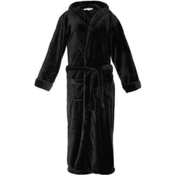 Lumaland Peignoir de Luxe en Microfibre avec Capuche - Pour Femme et Homme Disponible en Différentes Tailles et Couleurs - Noir XXL
