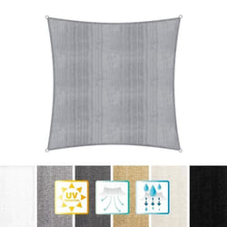 Lumaland voile dombrage cordes de fixation incluses  100% HDPE avec le filtre UV de protection 3x3 gris