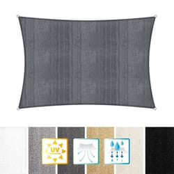 Lumaland voile dombrage cordes de fixation incluses  100% HDPE avec le filtre UV de protection 2x3 gris foncé