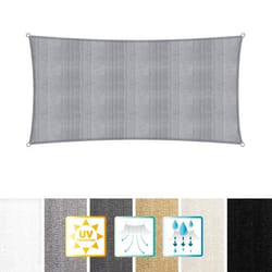 Lumaland voile dombrage cordes de fixation incluses  100% HDPE avec le filtre UV de protection 2x4 gris