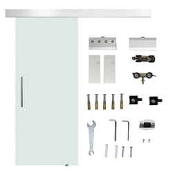 HOMCOM Porte Coulissante en Verre avec Barre de Poignée Verre Dépoli Porte Intérieure 775 x 205 cm