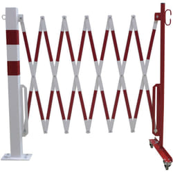 Certeo - CrashStop, Potelet avec barrière extensible, tube carré 70 x 70