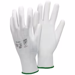 Caractéristiques: Enduit mince en polyuréthane de première classe de la paume et des doigts Couleur: blanc Le dos de la main ...