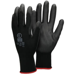 Ecd Germany - 4 Paire de Gants de Travail en pu - Taille 7 - Couleur Noir - Gants de Mécanicien / Constructeurs /de Protection - Pour le Travail de
