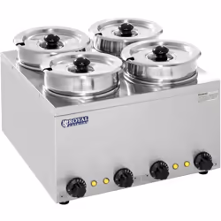⭐⭐⭐⭐⭐ Distributeur de soupe - 4 réservoirs - 2,75 litres - 600 W de marques Royal Catering ✅ Modèle: RCBM-4/4R ✅ Article: 100 ...