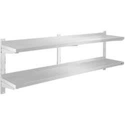 Royal Catering Etagere Murale Double 2 Niveaux Plateaux 16X30Cm Fixations Inox