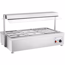 ⭐⭐⭐⭐⭐ Bain Marie - sans eau - 6 bacs GN - avec compartiment pour viande de marques Royal Catering ✅ Modèle: RCBM-6D ✅ Article ...