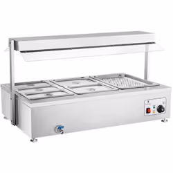 ⭐⭐⭐⭐⭐ Bain Marie - 6 bacs GN - avec compartiment pour viande et robinet de vidange de marques Royal Catering ✅ Modèle: RCBM-6 ...