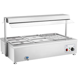 Royal Catering - Bain Marie Avec Compartiment Pour Viande Et Robinet De Vidange Acier Inoxydable