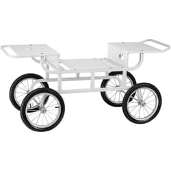 Royal Catering - Chariot Machine Barbe a Papa Supports Lateraux 4 Roues Freins Acier Laqué Blanc