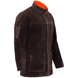 Veste de soudage du groupe de soudage des stamos en cuir à carres de vache - taille m