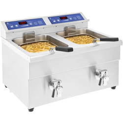 Friteuse a Induction Inox Electrique 2 x 3 500 w 2X10 l Huile 60-190° Minuterie