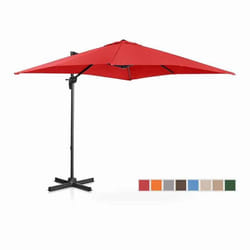 Parasol Déporté De Jardin Terrasse Protection Solaire Uniprodo UNI_UMBRELLA_2SQ250RE (Rouge Carré Rotatif Aluminium)
