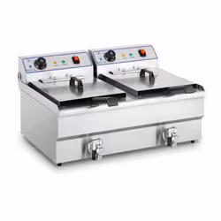 Friteuse double 2 x 16L 2 x 6000W 380V avec robinet de vidange en inox - Royal Catering