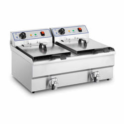 Friteuse double 2 x 16L 2 x 6000W 380V avec robinet de vidange en inox - Royal Catering