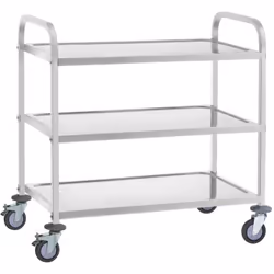 ⭐⭐⭐⭐⭐ Chariot de service en acier - 3 plateaux - 150 kg max. - 2 freins de marques Royal Catering ✅ Modèle: RCSW-6.2 ✅ Articl ...