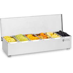 Royal Catering - Récipient de barman pour additifs pour boissons + 6 inserts de récipient, acier inoxydable
