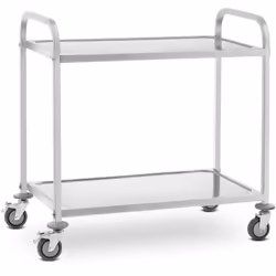 ⭐⭐⭐⭐⭐ Chariot de service en acier - 2 plateaux - jusqu‘à 160 kg - 2 freins de marques Royal Catering ✅ Modèle: RCSW 3E ✅ Arti ...