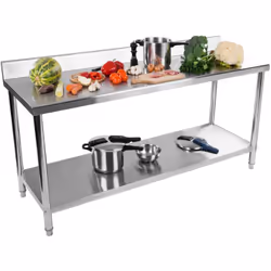 ⭐⭐⭐⭐⭐ Table de travail en inox - 200 x 60 cm - avec dosseret de marques Royal Catering ✅ Modèle: RCAT-200/60-N ✅ Article: 100 ...