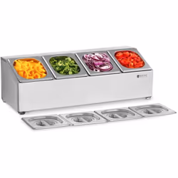 ⭐⭐⭐⭐⭐ Support à bacs GN - 4 bacs GN 1/6 avec couvercles de marques Royal Catering ✅ Modèle: RCPN 4 ✅ Article: 10011183 ⬇️ Car ...