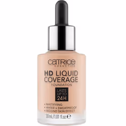 CATRICE HD Liquid Coverage, Flacon compte-gouttes, Liquide, Universel, Matifiant, Toutes couleurs de peau, Beige