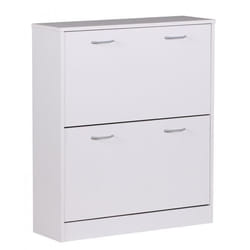 Meuble à chaussures - FINEBUY - Blanc - 75 x 87 x 24 cm - 2 portes - 20 paires de chaussures - Bois