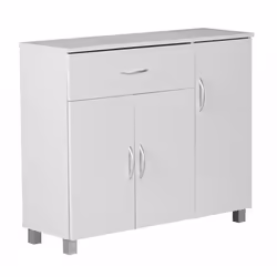 Buffet bas - FINEBUY - Blanc - Bois massif - 90cm x 75cm x 30cm - 1 tiroir et 3 portes