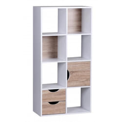Étagère - FINEBUY - Blanc - 60 x 120 x 29 cm - 1 porte - 2 tiroirs - Bois