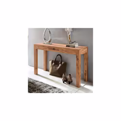 Utilisez cette console 1 tiroir en acacia massif pour exposer divers objets ornementaux. Idéal pour un emplacement dans le sa ...