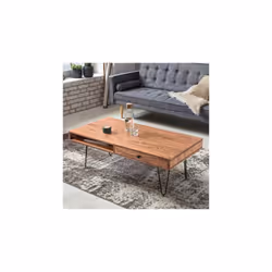 Le design à la fois sobre et original de cette belle table basse 1 tiroir et 1 niche en bois d'acacia naturel viendra parfair ...