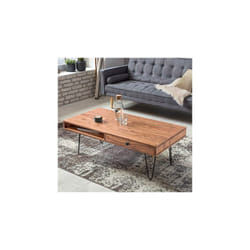 Table basse 1 tiroir et 1 niche en bois d'acacia naturel - SURATE